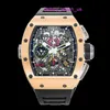 Spännande Watch RM Watch Hot Watch RM11-02 18K Rose Gold Calendar Time Month Double Time Zone Clock RM1102