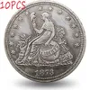 10pcs US Coins 1873 Copy Coin Set Seated Liberty Trade Antique Art Collectible251M