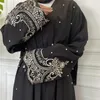 Abbigliamento etnico 2024 Ramadan Pizzo con perle Abaya Dubai Caftano Turco Medio Oriente Islamico Musulmano Moda per le donne Abito da sera