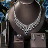 2024 Zirkon Super Deluxe Quaste Wassertropfen Große Hochzeit Braut Halskette Ohrringe 4 Stück Nigerian Dubai Damen Schmuck Set 240311