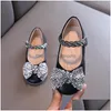 Sandals Childrens Baby Girls With Bow Toe Flat For Kids Party Sparkly Shoes 21-30 Drop Delivery Maternity Dhkqa