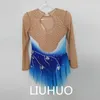 LIUHUO Customize Colors Figure Skating Dress Girls Teens Ice Skating Dance Skirt Quality Crystals Stretchy Spandex Dancewear Ballet Blue Gradient