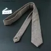 Neck Ties High Quality British Style Striped Grey Blue Solid Wool 7cm Necktie for Man Wedding Business Casual Necktie Accessories L240313