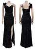 الفساتين غير الرسمية Idress للترتر النسائي تراكب عالي الشق الطويل Maxi Dress Velvet Sequin Christmas Outfits Party Club Wear Bong