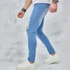 Calças de brim masculinas homens magros buracos calças streetwear elegante masculino angustiado jogging estiramento lápis calças jeans para roupas