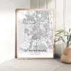 Calligraphy Moskva Ryssland, Perm, St Petersburg, Vladivostok, Volgograd, Yakutsk Map Print Home Decor Unframe