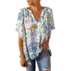 Camicette da donna Top moda e tempo libero da donna Camicie eleganti casual in chiffon con maniche lunghe con risvolto floreale Camicie larghe con scollo a V Camicia di jeans oversize