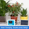 Kits Tropfbewässerungssystem Sprachansagen Solarenergie USB-Aufladung Garten Selbstbewässerungsset Doppelpumpe Automatisches Bewässerungsgerät