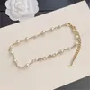18k guld lyxiga c bokstäver Sailormoon halsband designer smycken för kvinnor har moissanitkedja choker coco pärlpärlor klöver bokstav diamant hänge halsband