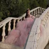 Pink Princess Quinceanera Dresses 2024 Beads Tull Tiered Lace-Up Corset Off Shoulder Ondsidos de 15 Anos Prom