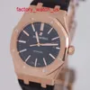 Lastest AP Watch Calender Watch Royal Oak 15400or Mens Watch Rose Gold Black Face Automatisk mekanisk schweizisk berömd affärsklänningsklockor Lyxig sportdiameter