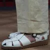 Sandały włoski letni angielski retro 100G ręka warstwa brygadzista tkana skórzana swobodna gurkha Roman dla mężczyzn