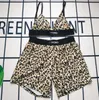 Mektuplar Woking Kadın Mayo Braliette Pantolon Seksi Leopar Şort Set Yaz Moda Sling Plaj Üstleri