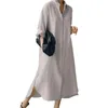 Casual Dresses Women Long Lapel Dress Loose Cut Maxi Stylish Women's Sleeve Shirt With Irregular Split Hem For Wear