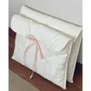 Maletín de algodón con lazo rosa, bolsa de maquillaje para ordenador portátil, bolso blanco dulce coreano de gran capacidad, bolsas de almacenamiento minimalistas informales 240313