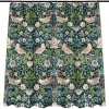 Rideaux William Morris Strawberry Thief Flower Pattern Print Tissu Rideau de douche Salle de bains Décoratif Design original Vert avec crochets