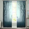 Volets cerf en automne forêt brumeuse rideaux transparents pour salon rideau de fenêtre en tulle transparent chambre cuisine décor voile rideaux