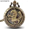 Pocket Watches Anime Edward Elric Full Metal Alchemist Cosplay Hollow Copper Quartz Watch Vintage Necklace Flip Fob Chain Men Women Gift