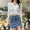 Dames Gebreide Snoep Kleuren Zomer Vest Dames Zacht Single Breasted Crop Top Breien Zonbestendig Uitloper Slanke Zachte Trui Ins Koreaans