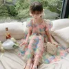 Robes de fille Robe de princesse de fleur d'été avec grand arc enfants robes à manches courtes bouffantes mignonnes pour robe de vêtements coréens ldd240313