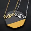 Customized Name Hip Hop Letter Necklace Double Name Thick Heart Figaro Chain Stainless Steel Pendant 240313