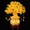 منحوتات 19 سم 24 سم حساسة صفراء صفراء الشجرة زخرفة المكاتب المنزلية متجر Feng Shui Art Decoration Tabletop Tabletop Lucky Wealth Tree