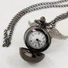 Pocket Watches Black Smooth Small Quartz Pendant Chain Clock Halloween Julklapp för barn Män kvinnor Reloj de Bolsillo