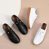 Casual Shoes Large Size Women's Genuine Leather Lacing Soft Comfortable Small White Ladies Flat