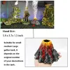 Decorazioni Decorazioni per acquario in resina Kit di ornamenti a forma di vulcano gorgogliatore di pietra d'aria Set con faretto a LED rosso per acquario di pesci Betta