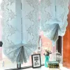 Gardiner Junwell 1PC Golden Embroidery Lace Roman Curtain Blue Home Wave European vardagsrum Kök balkong Voile