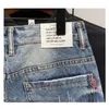 Heren loszittende denim shorts met recht gat, modemerk zomer gesneden gescheurde jeansshorts 240227