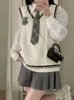Japońskie urocze mundur szkolny Korean Winter Knitt Sweter Zestawy spódnicy vneck z długim rękawem JK Girl Cosplay 240229