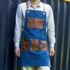 Fashion Canvas kitchen Aprons For Woman Men Chef Work Apron Grill Restaurant Bar Shop Cafes Beauty Nails Studios Uniform 240227