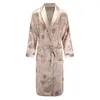 Hommes Robe Chemise de Nuit Manches Longues Kimono Peignoir Robe Soyeux Satin Dragon Imprimé Pyjamas Vêtements De Nuit Robe De Nuit Casual Maison 240304