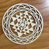 Klistermärken 11 "Sri Yantra Wood Wall Art Mandala Sacred Geometry Wood Wall Hanging Sculpture Home Decoration