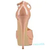 Scarpe da donna in vernice beige moda fondo rosso peep toe cinturino incrociato piattaforma tacchi alti 14 cm sexy sandali con punta aperta cava tacchi a spillo da sposa scarpe chiodate grandi dimensioni