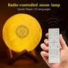 LED Light Moon Lamp Wireless Bluetooth Quran Speaker Colorful Moon Light For Bedroom Decoration Quran Moon Night Light Gift C0305285P