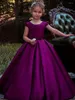 Girl Dresses Girl's Purple Flower Dress for Wedding Girls First Communion Satin Princess Gown With Beading Sash Elegant Kids Dre