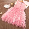Платья для девочек Платье принцессы Праздничное повседневное летнее платье с цветочной вышивкой Cake Smash для вечеринки ldd240313
