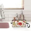 Cosmetic Bags Vintage Hand Drawn Floral Portable Makeup Case For Travel Camping Outside Activity Toiletry Jewelry Bag