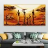 Donne africane Tramonto Tela Pittura Paesaggio astratto Poster e stampe Immagini a parete per soggiorno Decorazione corridoio domestico310T