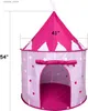 Zabawne namioty to zabawkowe zamek księżniczki Gra składana pop -up Pink Play House dziewczyna i chłopiec udawana gra L240313