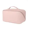 Bolsas de cosméticos Bolsa de maquillaje de PU impermeable portátil para viajes: gran capacidad y artesanía exquisita hecha en blanco lechoso