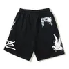 Graffiti Pigeon Terry Materiaal Heren Dames Shorts Zomer Sportstijl Herenshorts Katoen Zwart