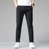 Pantalones para hombres 2024 Verano Casual Hombres Thin Business Stretch Slim Elástico Cintura Jogger Coreano Clásico Negro Gris Azul Pantalones Masculino