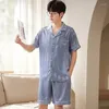 Mäns sömnkläder pyjamas ärm sommarkvinnor Silk Top Short for Men Piece Set Pants Nightwear 2 Ice Home and Casual Pyjamas Shorts Suit