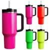 40oz Sublimatie Neons Tuimelaars H2.0 Regenboog Quencher Tumbler Waterfles Draagbare Outdoor Sport Cup Isolatie Reizen Vacuüm