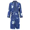 Hommes Robe Chemise de Nuit Manches Longues Kimono Peignoir Robe Soyeux Satin Dragon Imprimé Pyjamas Vêtements De Nuit Robe De Nuit Casual Maison 240304