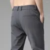 Pantalones para hombres 2024 Verano Casual Hombres Thin Business Stretch Slim Elástico Cintura Jogger Coreano Clásico Negro Gris Azul Pantalones Masculino