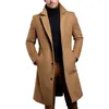 Trenchs masculins hommes atunnm hiver long manteau laine chaude massif simple poitrine de luxe mélanges-overcoat thermiques